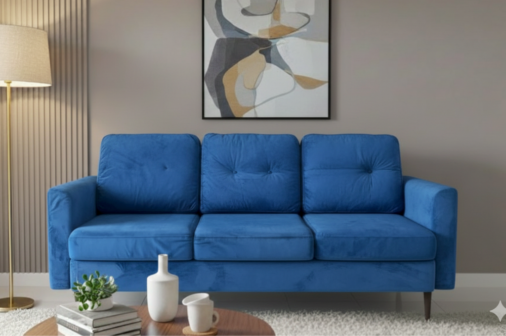 Urban Ladder - 3 seater sofa (Marine Blue)