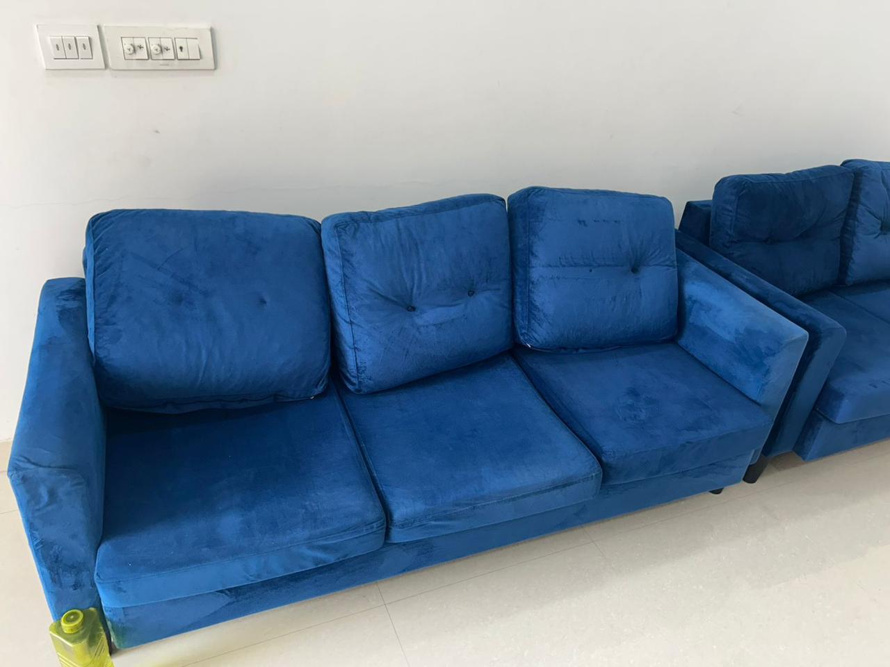 Urban Ladder - 3 seater sofa (Marine Blue)